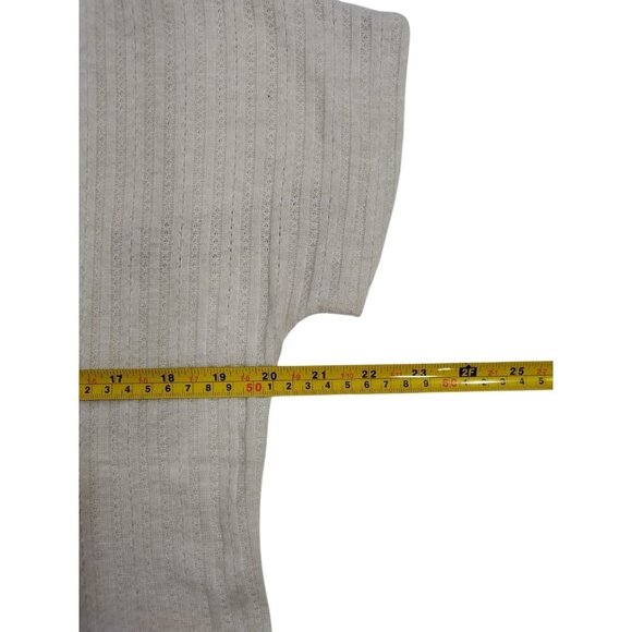 Ribbed Beige Knit Top With Keyhole & Ring Detail By Crosby M. NWT. - Picture 7 of 8